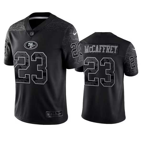 Men's San Francisco 49ers #23 Christian McCaffrey Black Reflective Limited Stitched Football Jersey,We sell and wholesale Men's San Francisco 49ers #23 Christian McCaffrey Black Reflective Limited Stitched Football Jersey on line form chian!